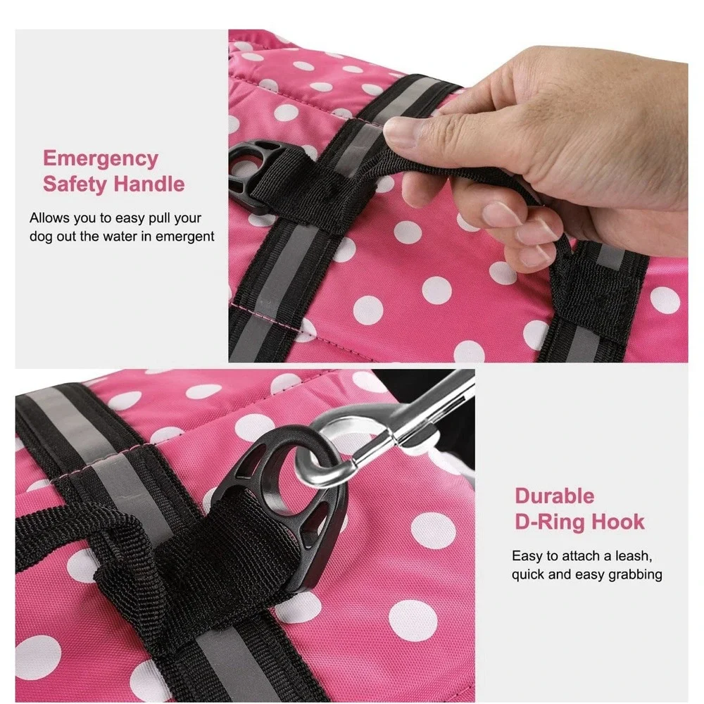 Pet Swimming Water Safety Vest Dog Life Jacket Swimsuit Size L w/‎ PULL Handle